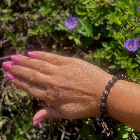 Unisex Black Obsidian Silver Sheen Bracelet
