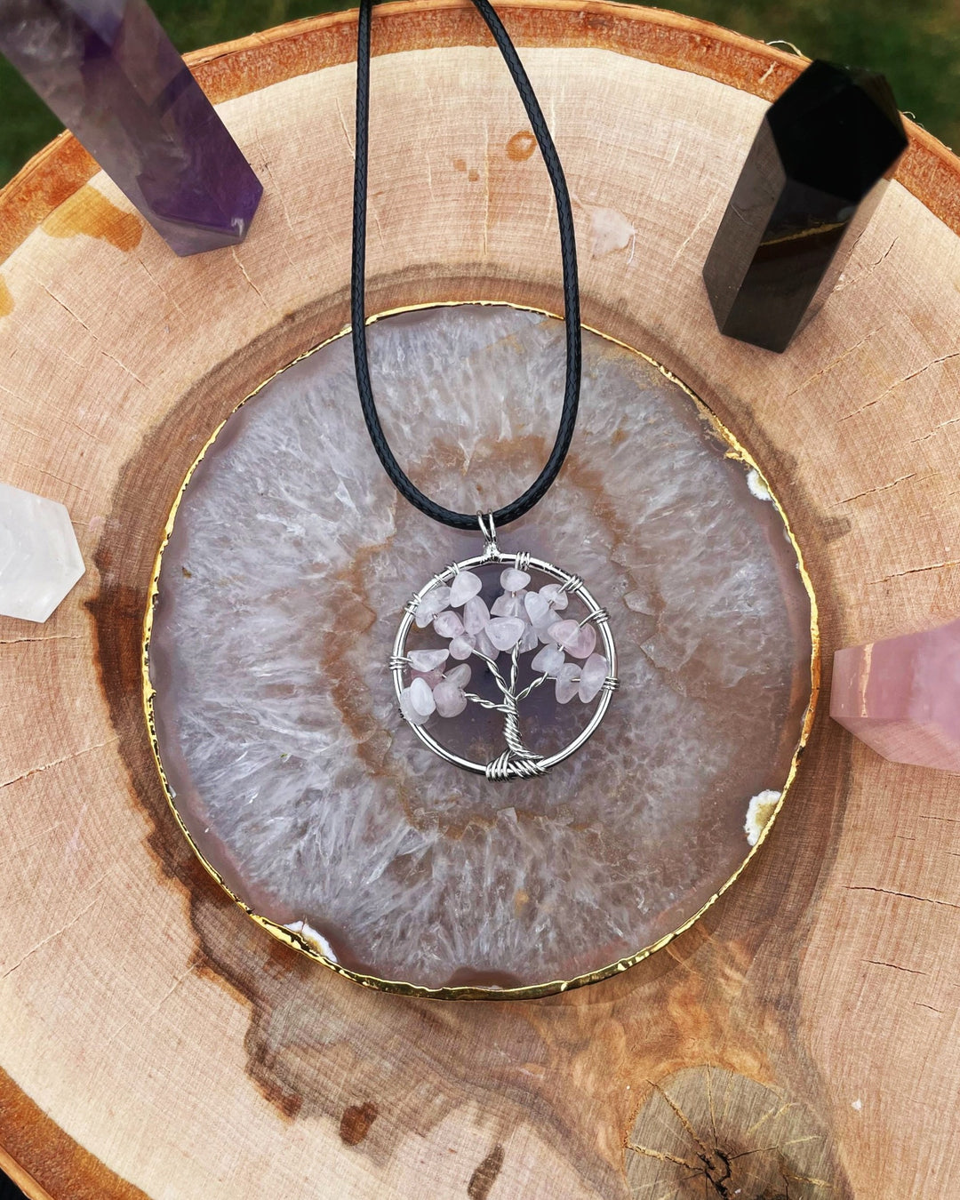 Tree of Life Rose Quartz Pendant