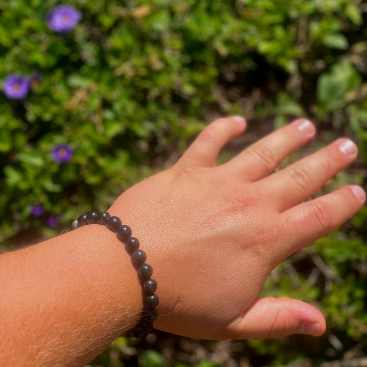 Unisex Black Obsidian Silver Sheen Bracelet